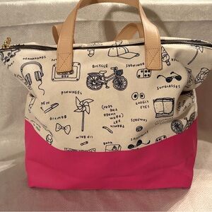 Kate Spade Pink and Cream Illustrated Tote